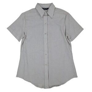Dee Cee Short Sleeve Button Up Womens 14 Vintage Gray Striped Made in USA Shirt